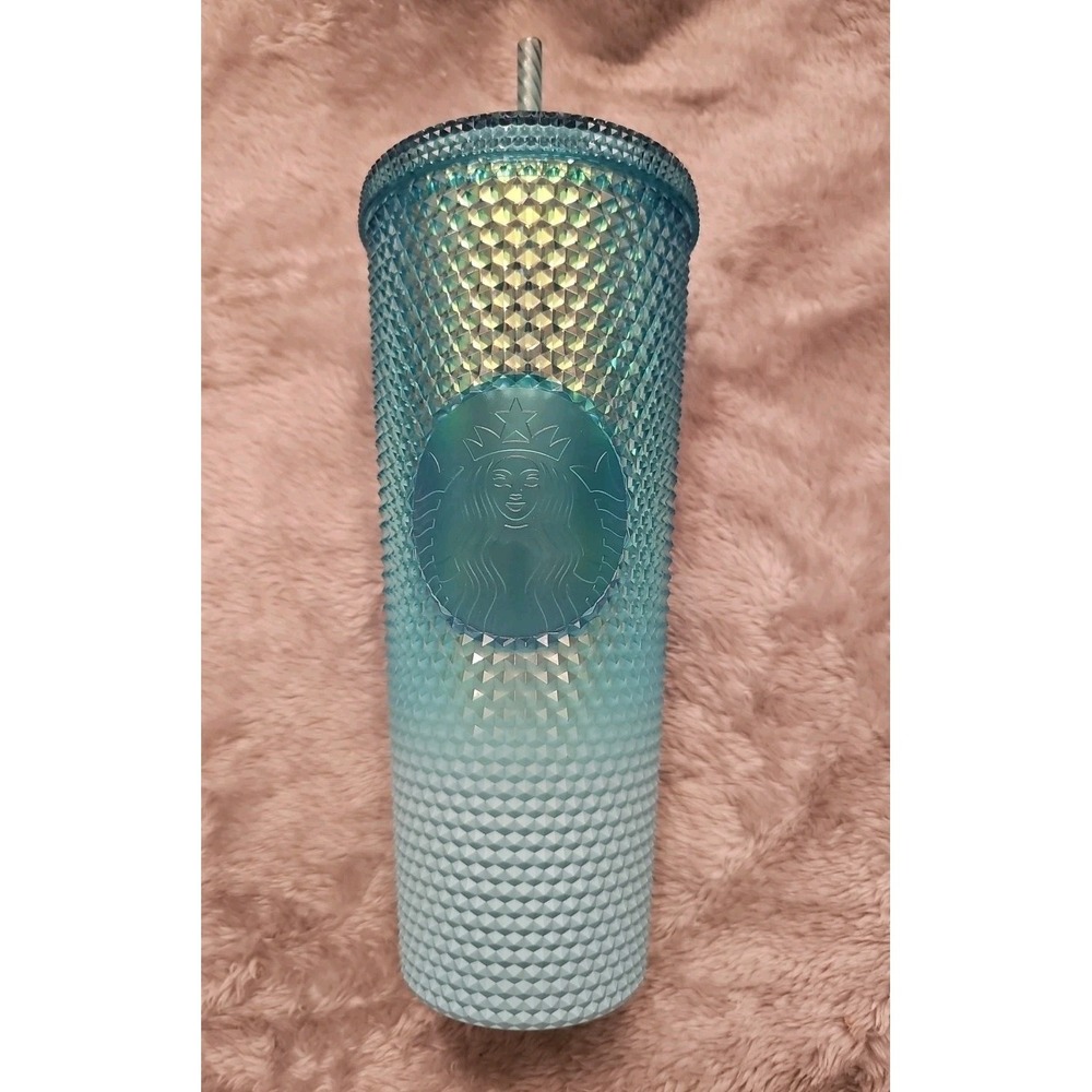 Starbucks Glacier Blue Ombre Gradient Studded Tumbler Cold Cup 24 oz